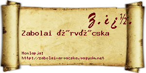 Zabolai Árvácska névjegykártya